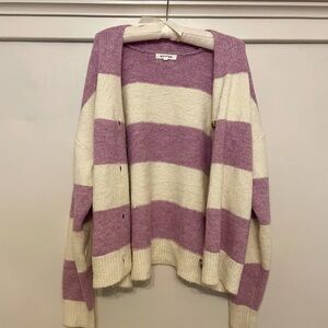 Striped Purple and White Women's Sweater